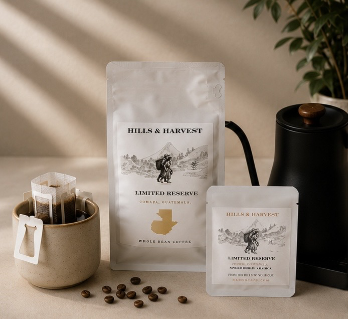 Hills & Harvest Coffee Ritual Set — 12oz bag and 5 drip bags